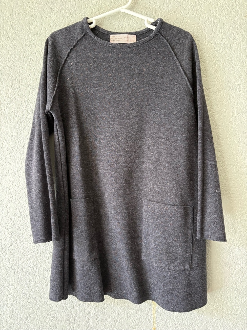 Zara Heather Charcoal Long-Sleeve Pocket Dress